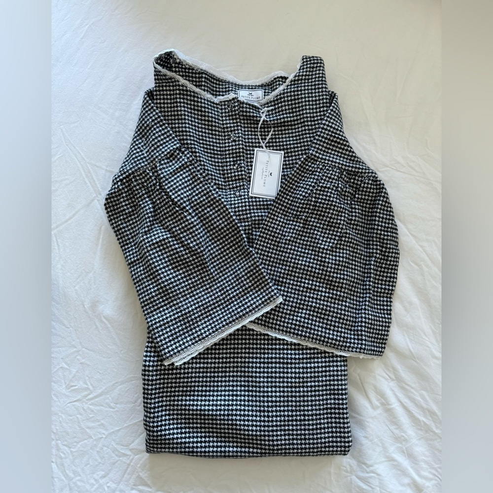 NWT Petite Plume Women’s Seraphine Flannel Nightgown - West End Houndstooth - XS